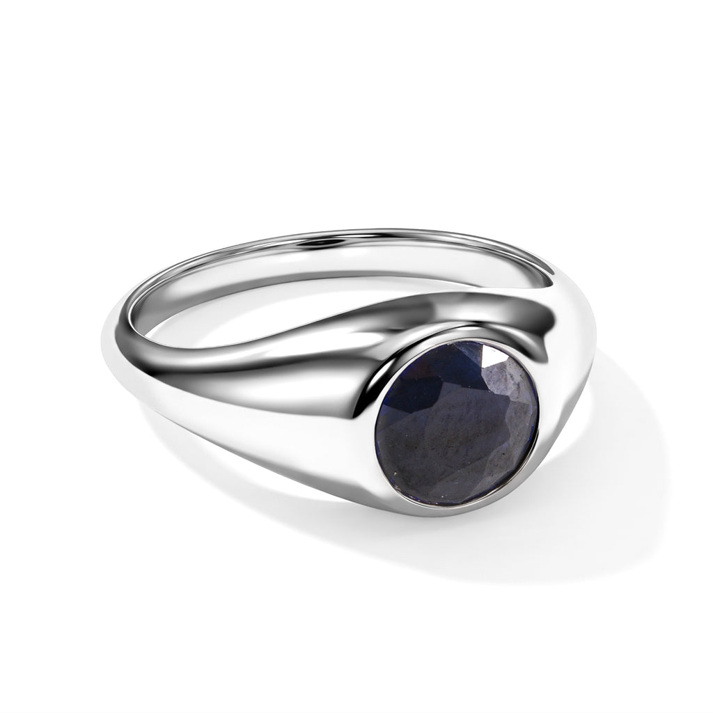 D'Joy - Diffused Blue Sapphire Solitaire Ring in Rhodium Overlay Sterling Silver 1.90 Ct._8744596
