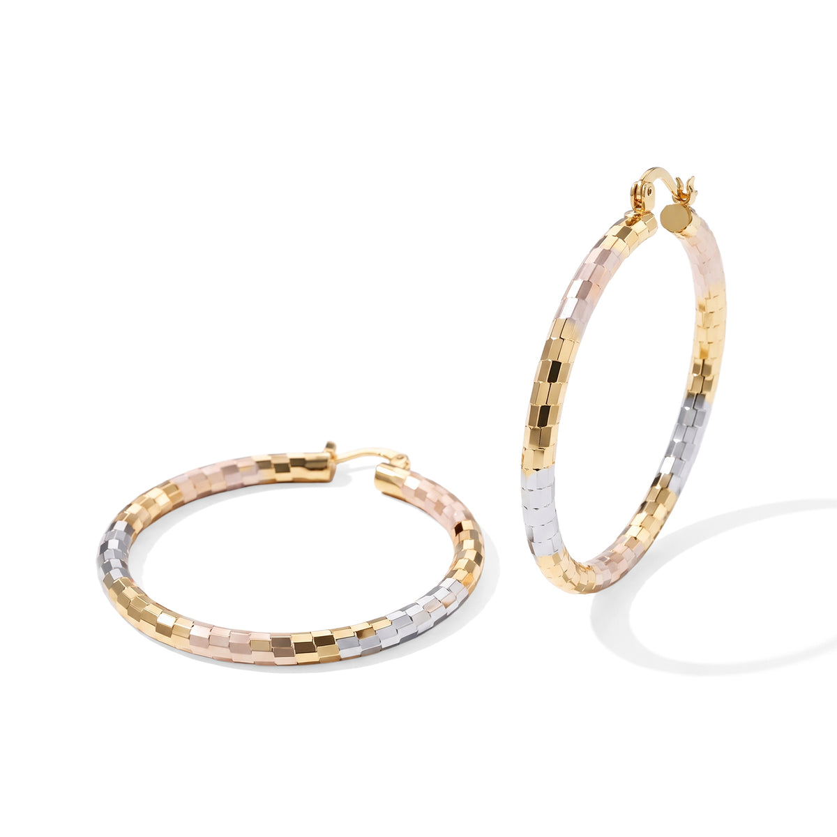 Tri-Colour Elongated Oval Hoop Earring with Clasp 8744655 0