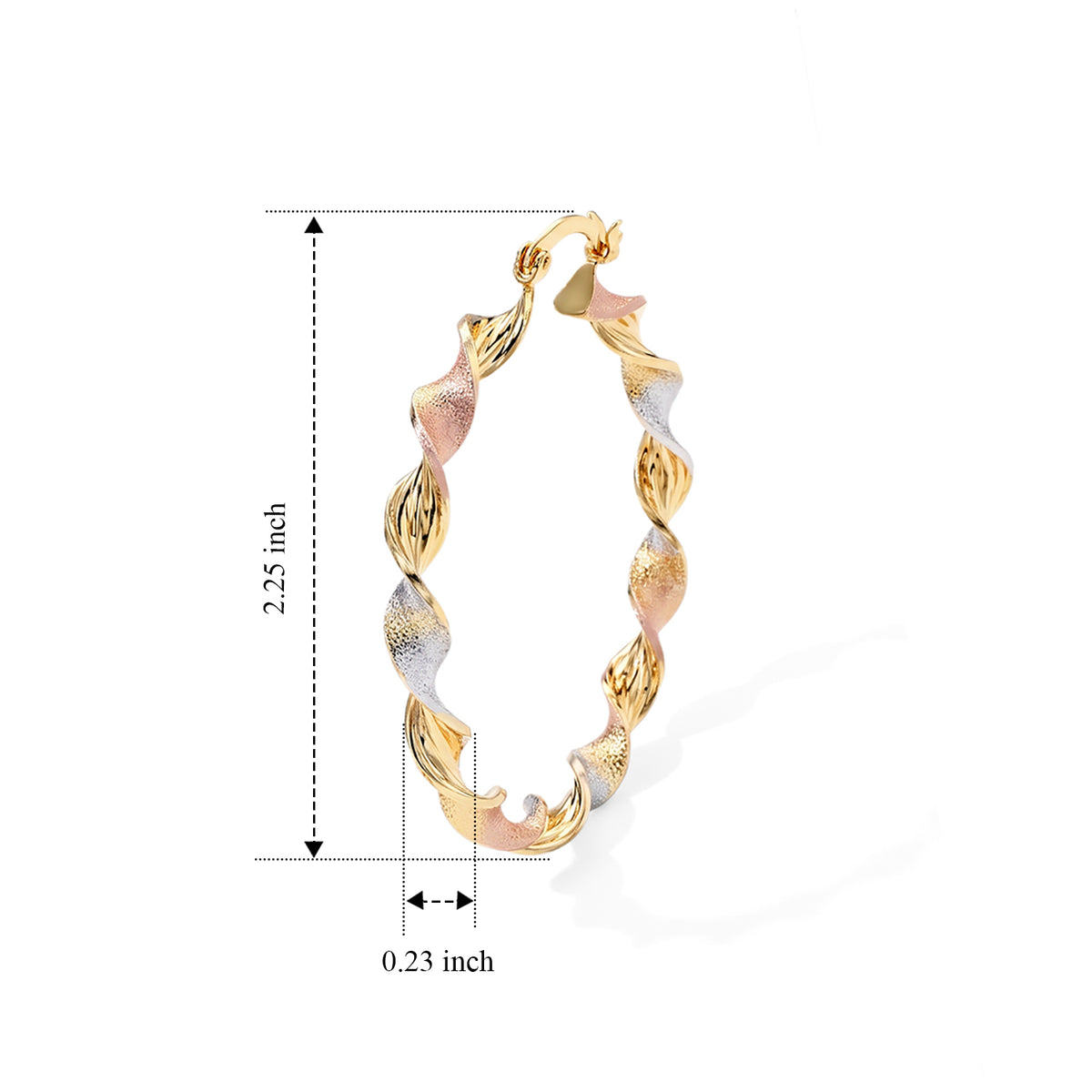 Tri-Colour Oval Drop Hoop Earring with Clasp 8744660 3