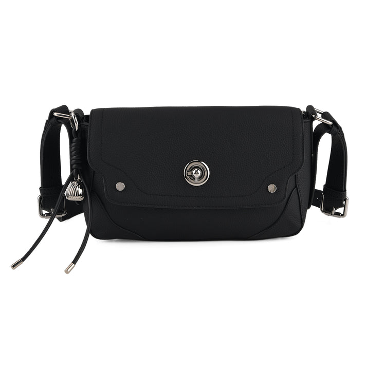 Milan CloseOut- Designer Inspired 100% Full Grain Genuine Leather Multi-Pocket Crossbody Shoulder Bag - Black 8744787 1