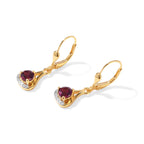 D'Joy - Rhodolite Garnet & White Zircon Earring with Lever Back in Yellow Gold Plated Sterling Silver 1.45 Ct._8744798_2