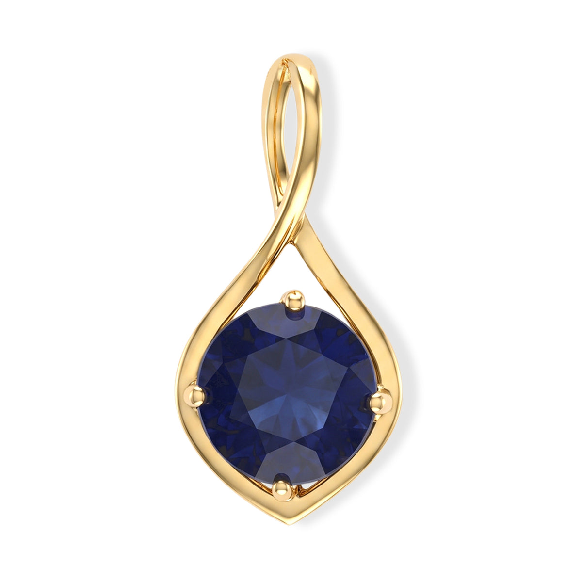D'Joy - Diffused Blue Sapphire Solitaire Pendant with Chain (Size - 20) in 18K Vermeil Yellow Gold Plated Sterling Silver 1.90 Ct. 8744820 0