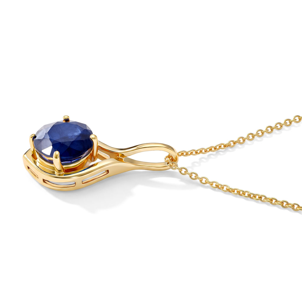 D'Joy - Diffused Blue Sapphire Solitaire Pendant in 18K Vermeil Yellow Gold Plated Sterling Silver 1.90 Ct._8744820_2