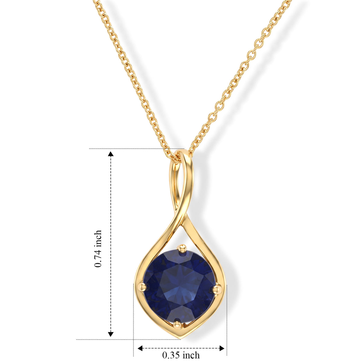 D'Joy - Diffused Blue Sapphire Solitaire Pendant with Chain (Size - 20) in 18K Vermeil Yellow Gold Plated Sterling Silver 1.90 Ct. 8744820 3
