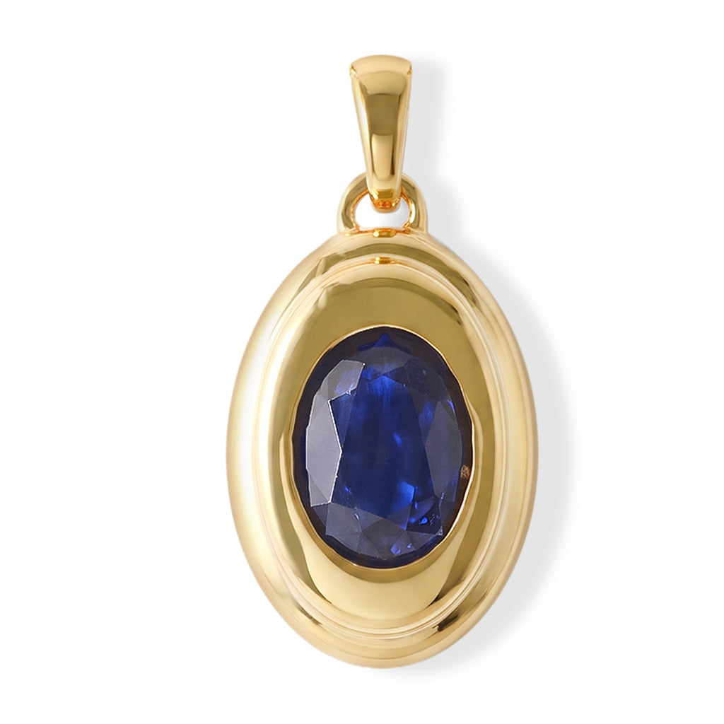 D'Joy - Diffused Blue Sapphire Solitaire Pendant in 18K Vermeil Yellow Gold Plated Sterling Silver 1.62 Ct._8744833