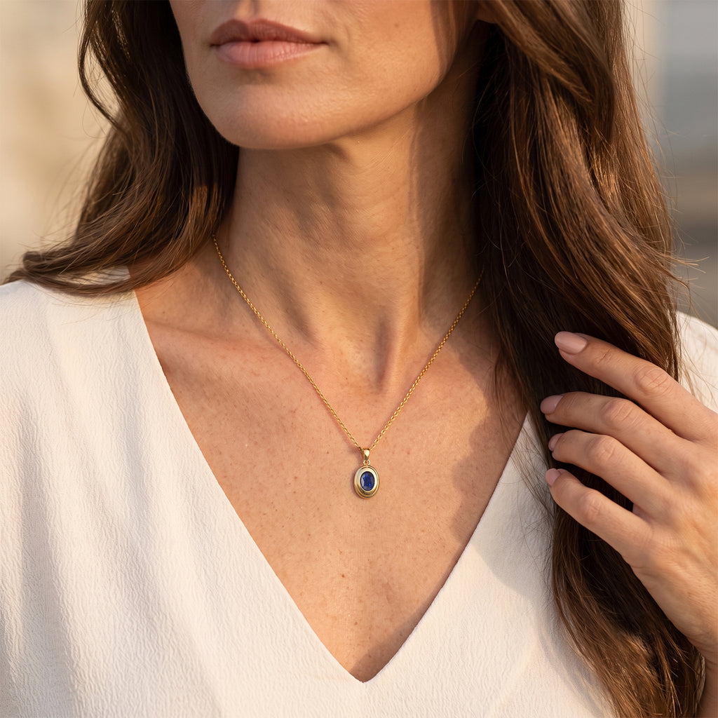 D'Joy - Diffused Blue Sapphire Solitaire Pendant in 18K Vermeil Yellow Gold Plated Sterling Silver 1.62 Ct._8744833_1