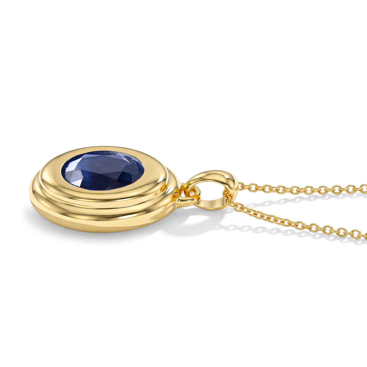 D'Joy - Diffused Blue Sapphire Solitaire Pendant with Chain (Size - 20) in 18K Vermeil Yellow Gold Plated Sterling Silver 1.62 Ct. 8744833 2