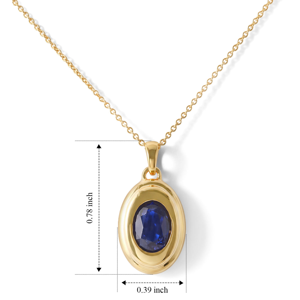 D'Joy - Diffused Blue Sapphire Solitaire Pendant with Chain (Size - 20) in 18K Vermeil Yellow Gold Plated Sterling Silver 1.62 Ct. 8744833 3