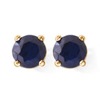 D'Joy - Diffused Blue Sapphire Solitaire Earring with Push Back in 18K Vermeil Yellow Gold Plated Sterling Silver 2.40 Ct._8744867