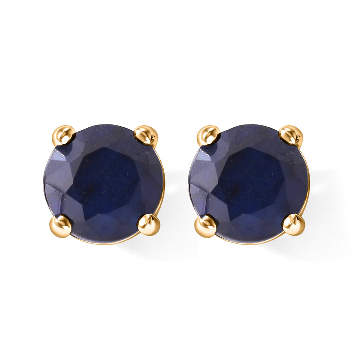 D'Joy - Kwai Blue Sapphire Solitaire Stud Earring with Push Back in 18K Vermeil Yellow Gold Plated Sterling Silver 2.40 Ct. 8744867 1
