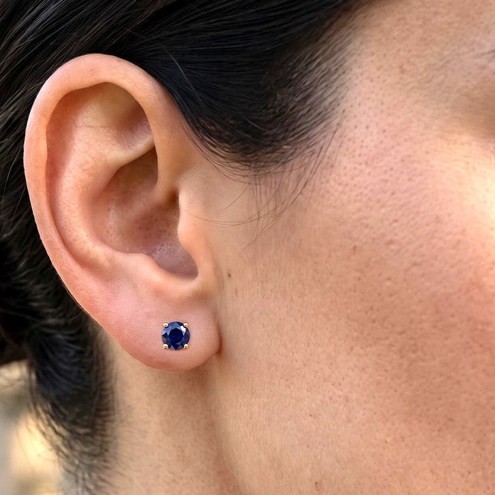 D'Joy - Kwai Blue Sapphire Solitaire Stud Earring with Push Back in 18K Vermeil Yellow Gold Plated Sterling Silver 2.40 Ct. 8744867 2