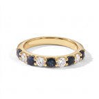 D'Joy - Diffused Blue Sapphire & Moissanite Ring in Yellow Gold Plated Sterling Silver 1.24 Ct._8744868