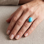 D'Joy Blue Turquoise Ring in Rhodium OverlaySterling Silver  5.100  Ct._8745059_1
