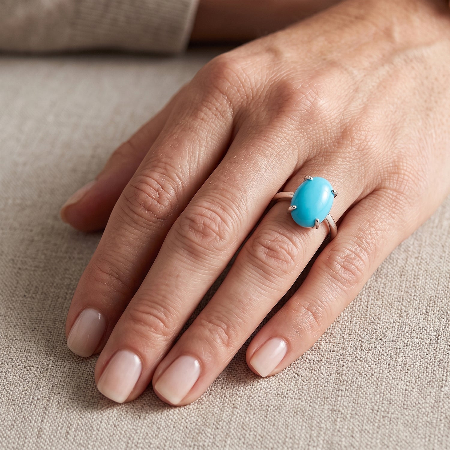 D'Joy Blue Turquoise Ring in Rhodium OverlaySterling Silver  5.100  Ct. 8745059 1