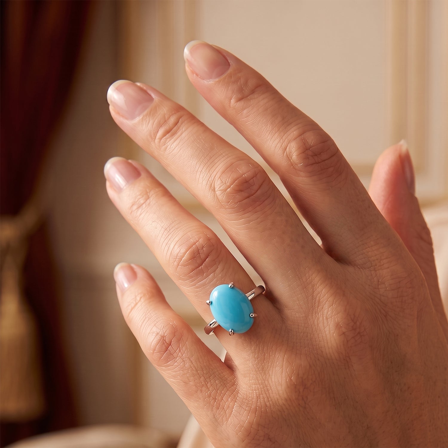 D'Joy Blue Turquoise Ring in Rhodium OverlaySterling Silver  5.100  Ct. 8745059 2