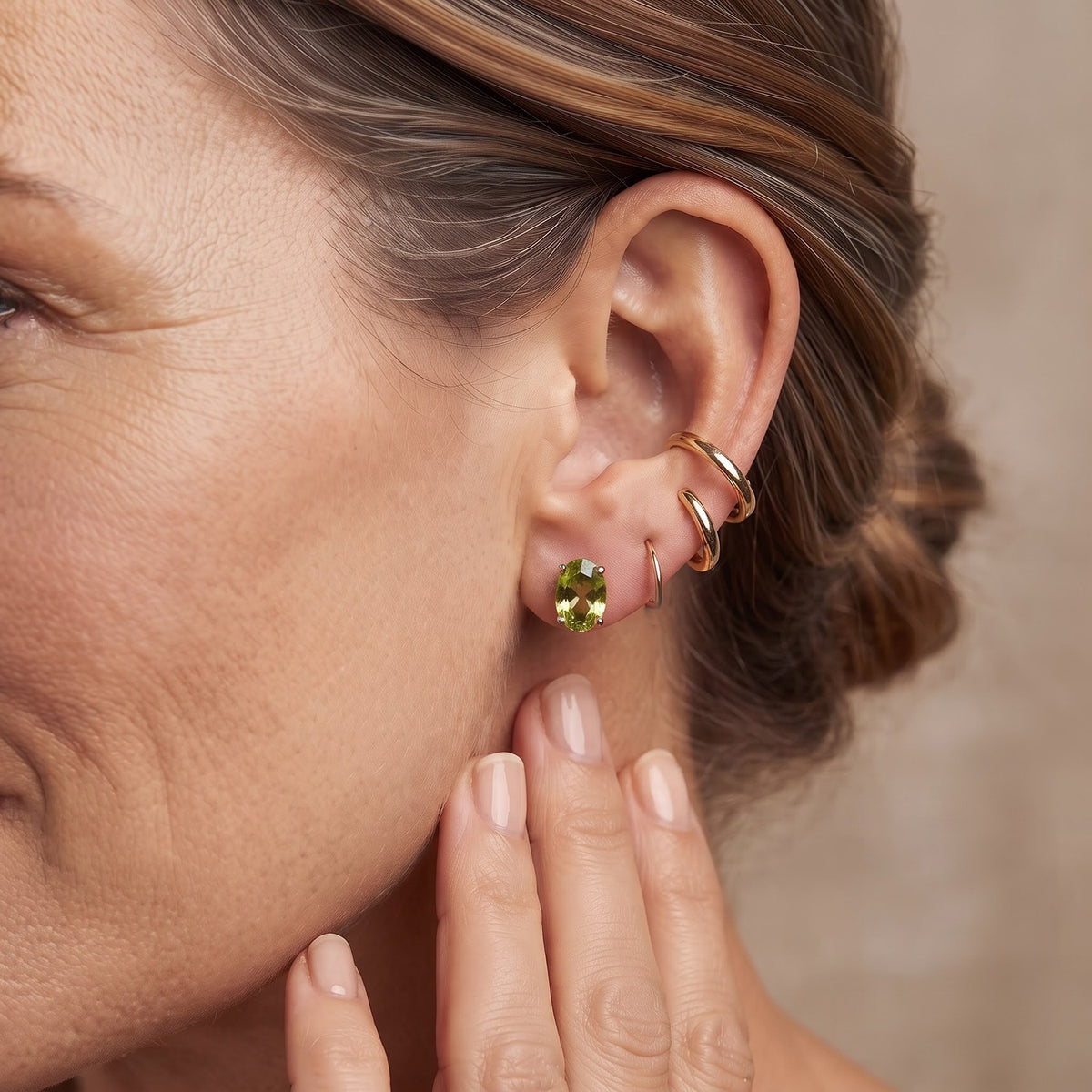 D'Joy - Peridot Stud Earring with Push Back in 18K Vermeil Yellow Gold Plated Sterling Silver 1.50 Ct. 8745252 3