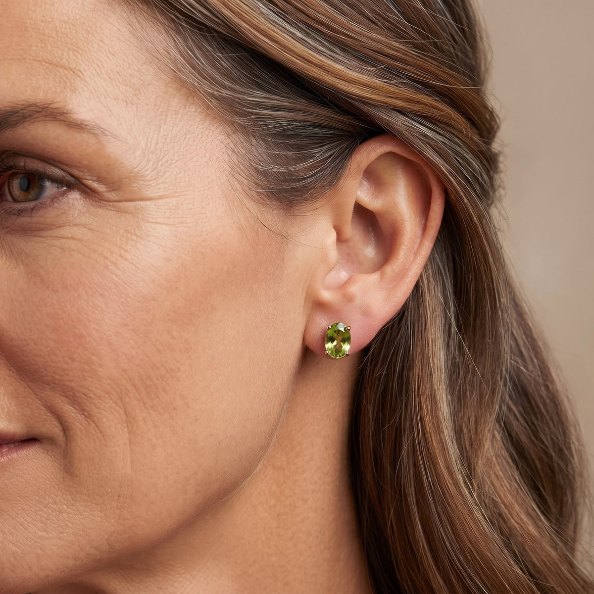 D'Joy - Peridot Stud Earring with Push Back in 18K Vermeil Rose Gold Plated Sterling Silver 1.50 Ct. 8745253 2