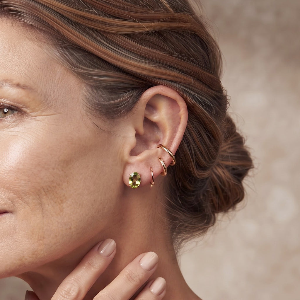 D'Joy - Peridot Stud Earring with Push Back in 18K Vermeil Rose Gold Plated Sterling Silver 1.50 Ct._8745253_2