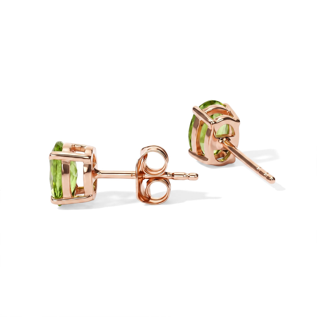 D'Joy - Peridot Stud Earring with Push Back in 18K Vermeil Rose Gold Plated Sterling Silver 1.50 Ct._8745253_3