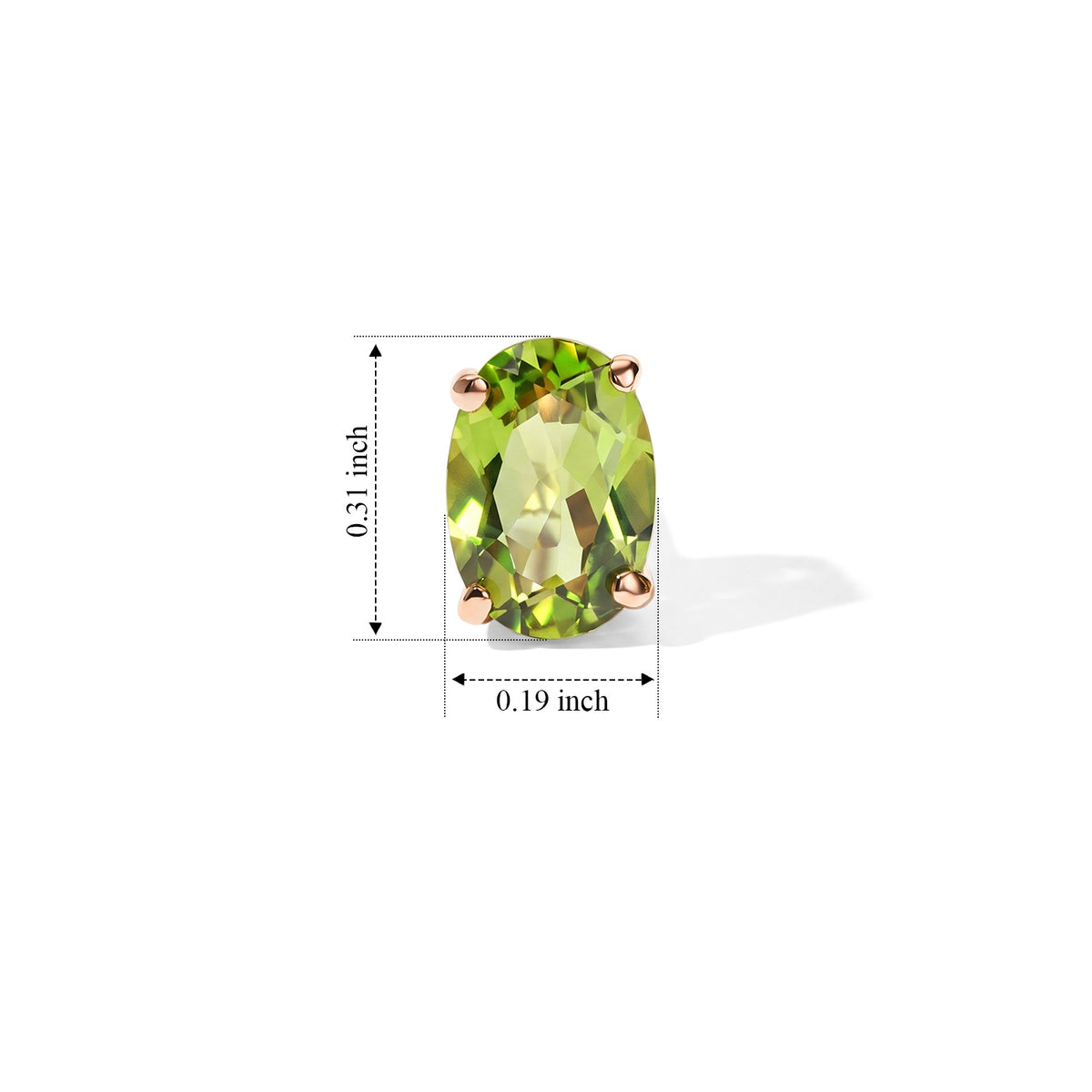 D'Joy - Peridot Stud Earring with Push Back in 18K Vermeil Rose Gold Plated Sterling Silver 1.50 Ct. 8745253 5