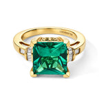 Luxuriant Lab Grown Emerald, Lab Grown Diamond Main Stone With Side Stone Ring in 18K YG VermeilSterling Silver  4.172  Ct._8745621