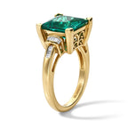 Luxuriant Lab Grown Emerald, Lab Grown Diamond Main Stone With Side Stone Ring in 18K YG VermeilSterling Silver  4.172  Ct._8745621_3