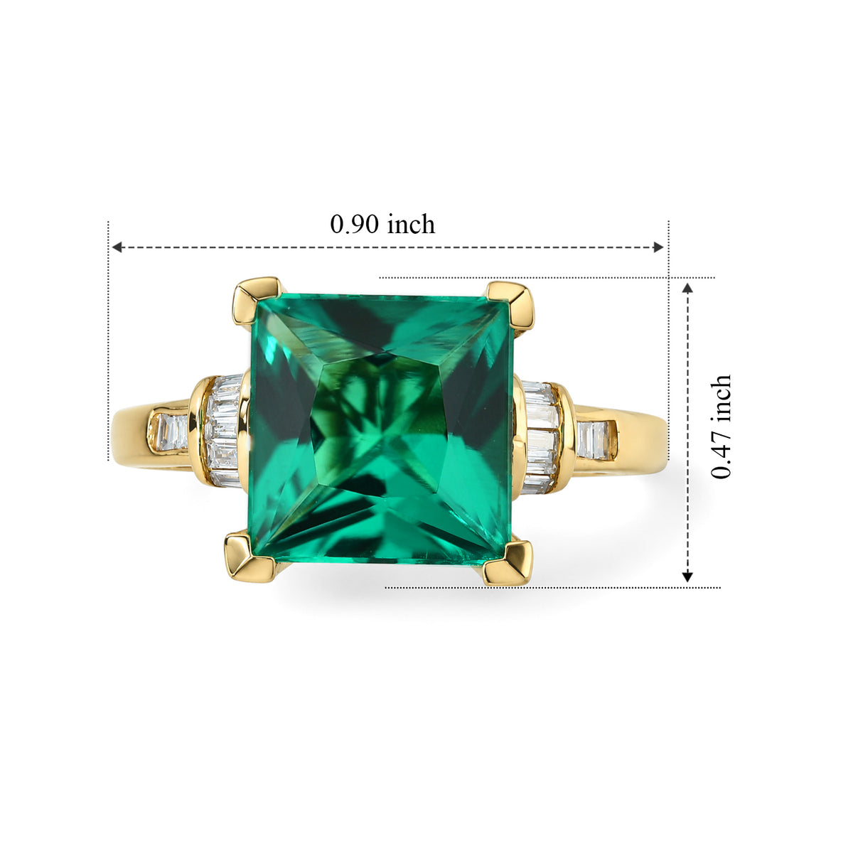 Luxuriant Lab Grown Emerald, Lab Grown Diamond Main Stone With Side Stone Ring in 18K YG VermeilSterling Silver  4.172  Ct. 8745621 5