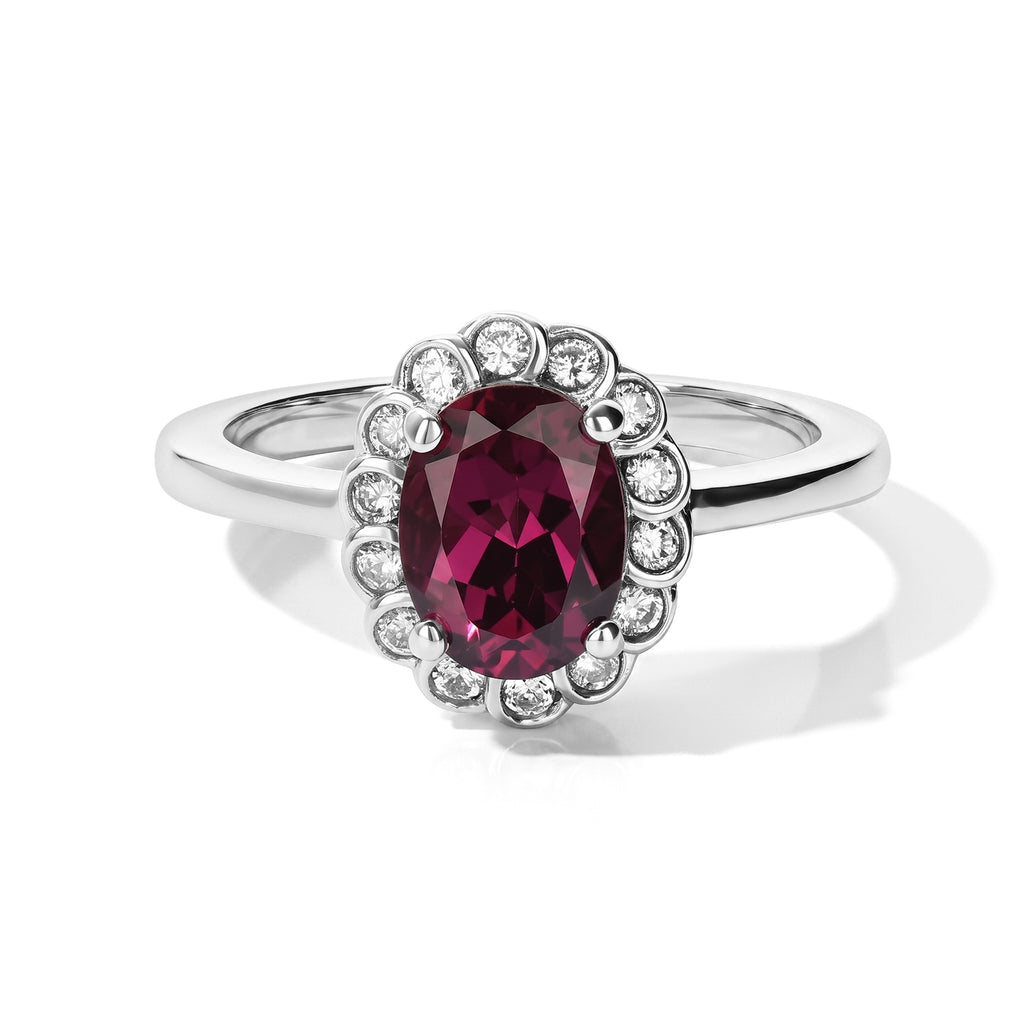 D'Joy Rhodolite Garnet, White Zircon Main Stone With Surrounding Stone Ring in Platinum OverlaySterling Silver  1.788  Ct._8745717