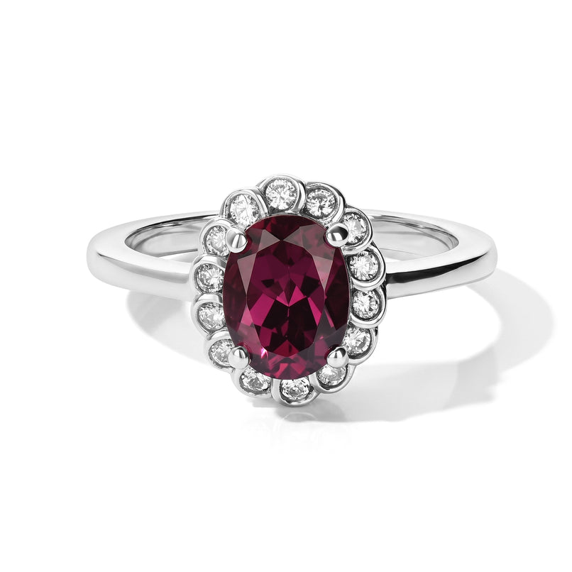 D'Joy Rhodolite Garnet, White Zircon Main Stone With Surrounding Stone Ring in Platinum OverlaySterling Silver  1.788  Ct._8745717