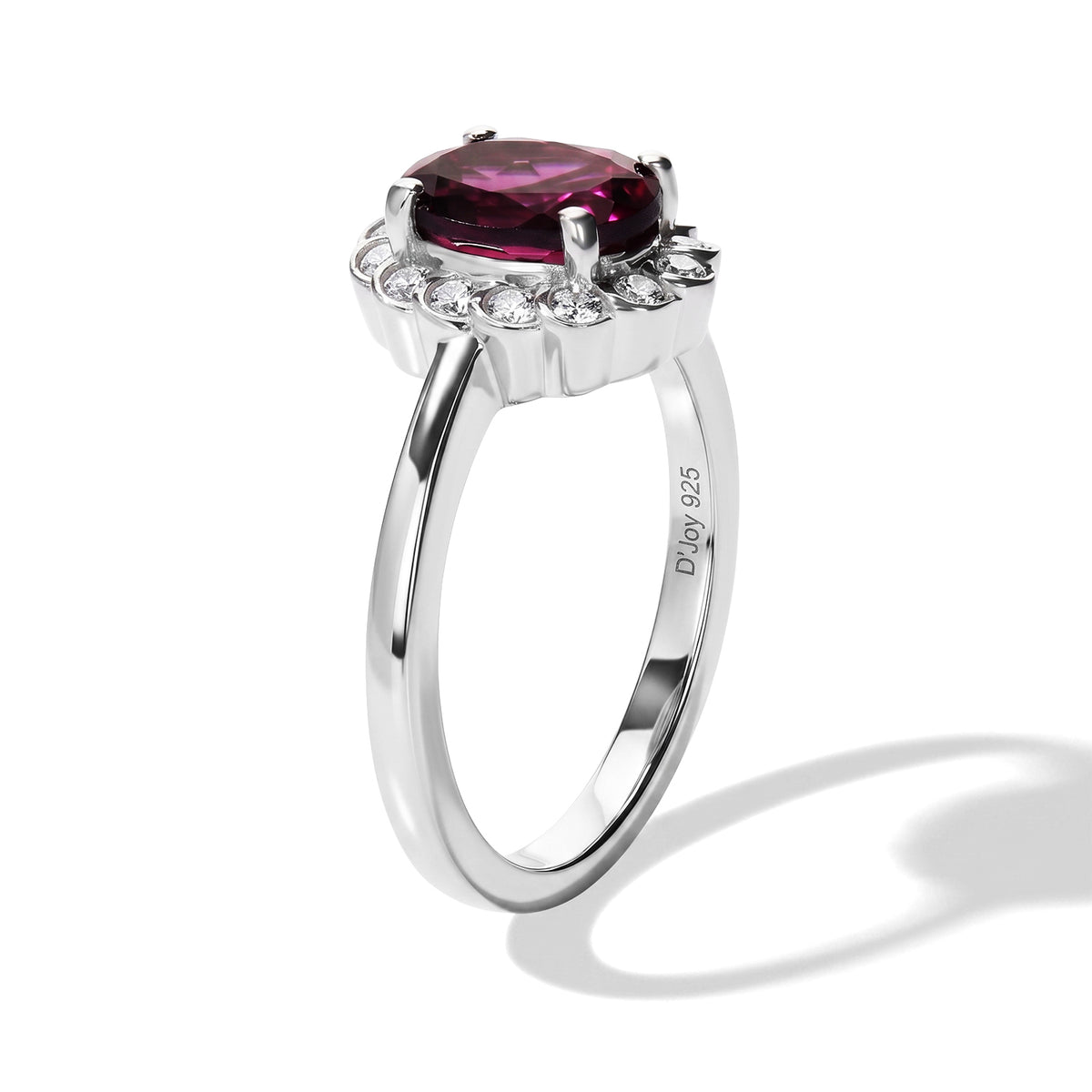 D'Joy - Orissa Natural Rhodolite Garnet &amp; White Zircon Halo Ring in Platinum Overlay Sterling Silver 1.80 Ct. 8745717 3
