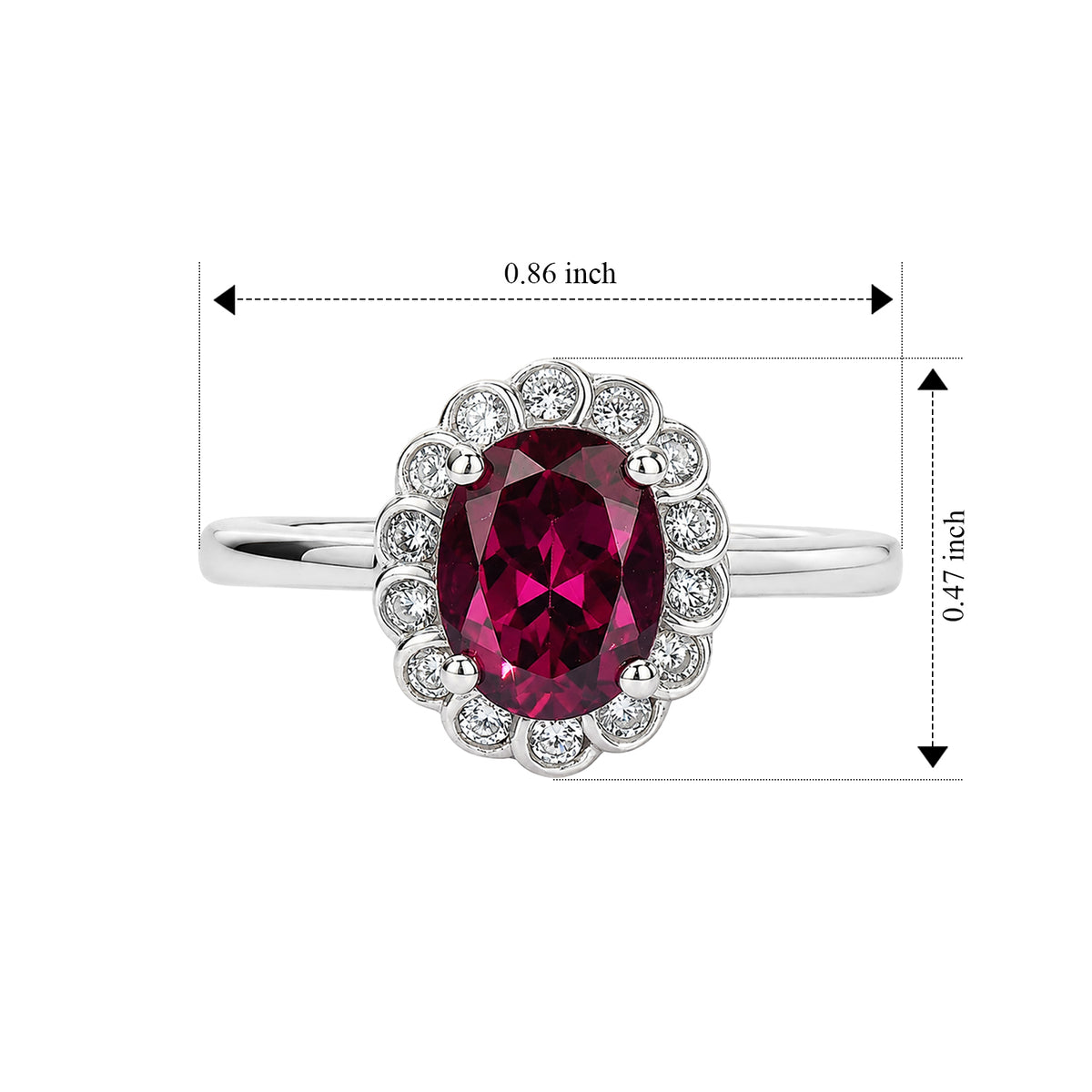 D'Joy - Orissa Natural Rhodolite Garnet &amp; White Zircon Halo Ring in Platinum Overlay Sterling Silver 1.80 Ct. 8745717 5