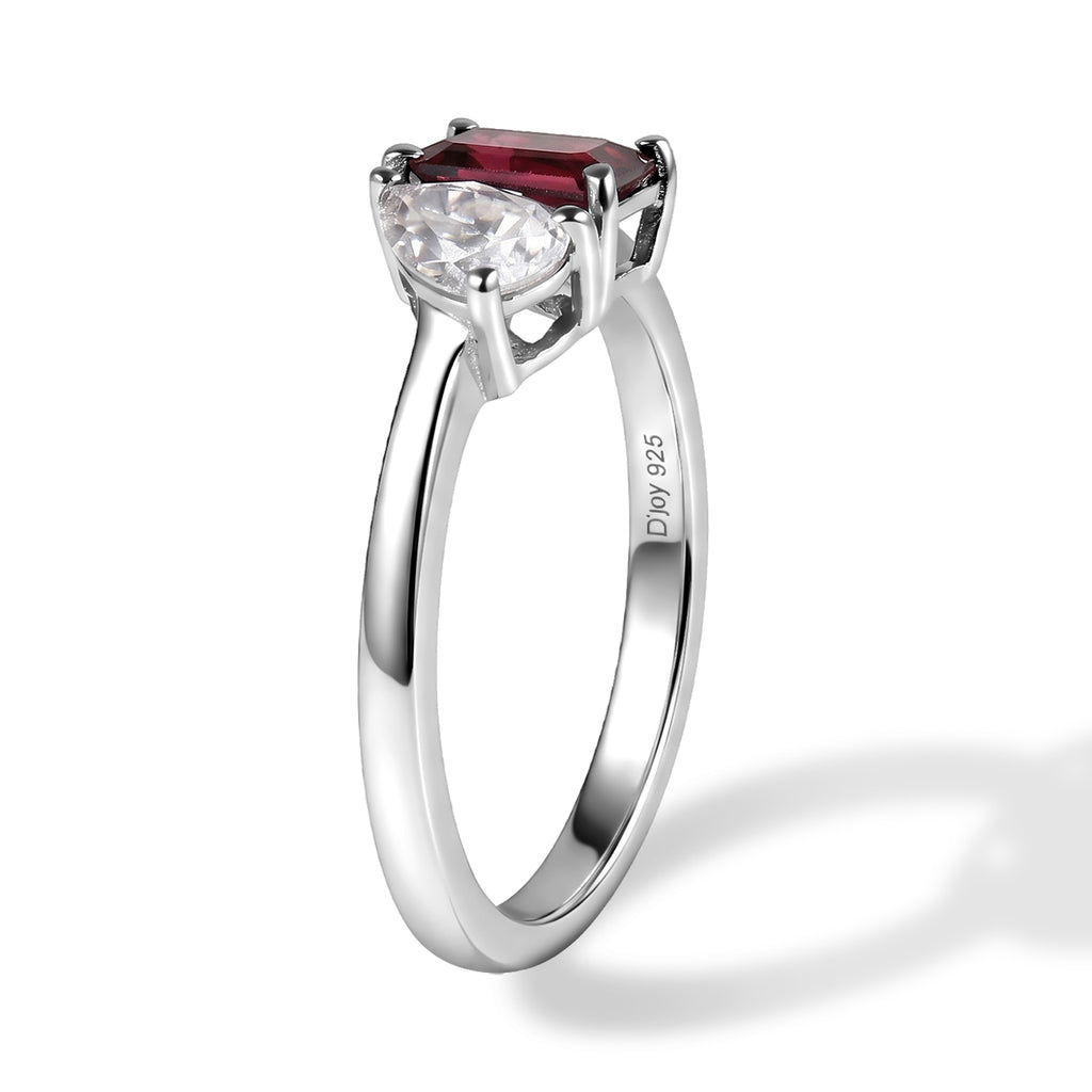 D'Joy Rhodolite Garnet, Moissanite Fancy Ring in Platinum OverlaySterling Silver  1.085  Ct._8745774_3