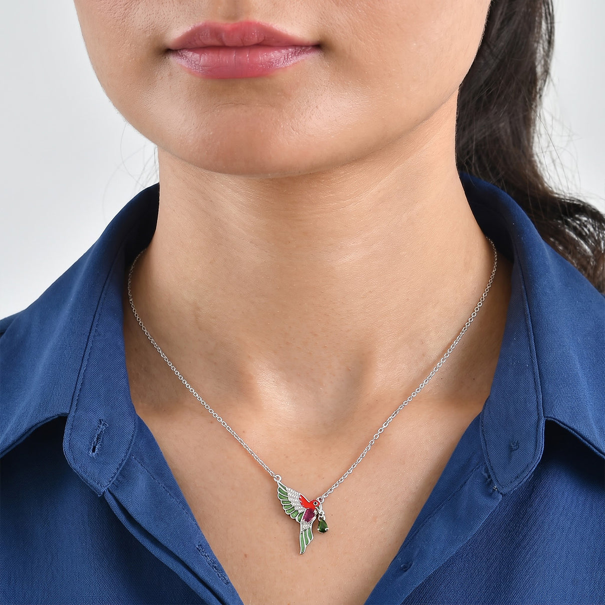 GP - AAA African Ruby &amp; Multi Gemstones Necklace (Size - 20) in Rhodium Overlay Sterling Silver 8745910 1