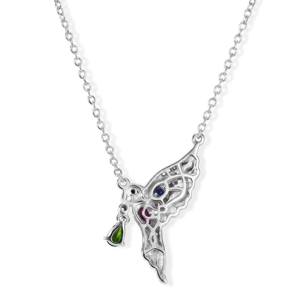 GP - AAA African Ruby & Multi Gemstones Necklace (Size - 20) in Rhodium Overlay Sterling Silver_8745910_3