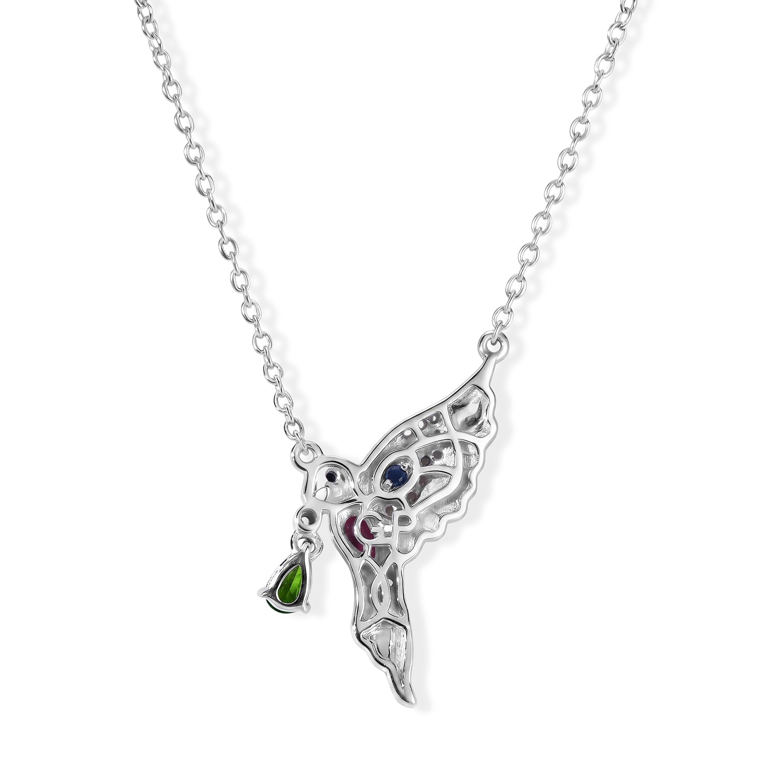 GP - AAA African Ruby &amp; Multi Gemstones Necklace (Size - 20) in Rhodium Overlay Sterling Silver 8745910 3