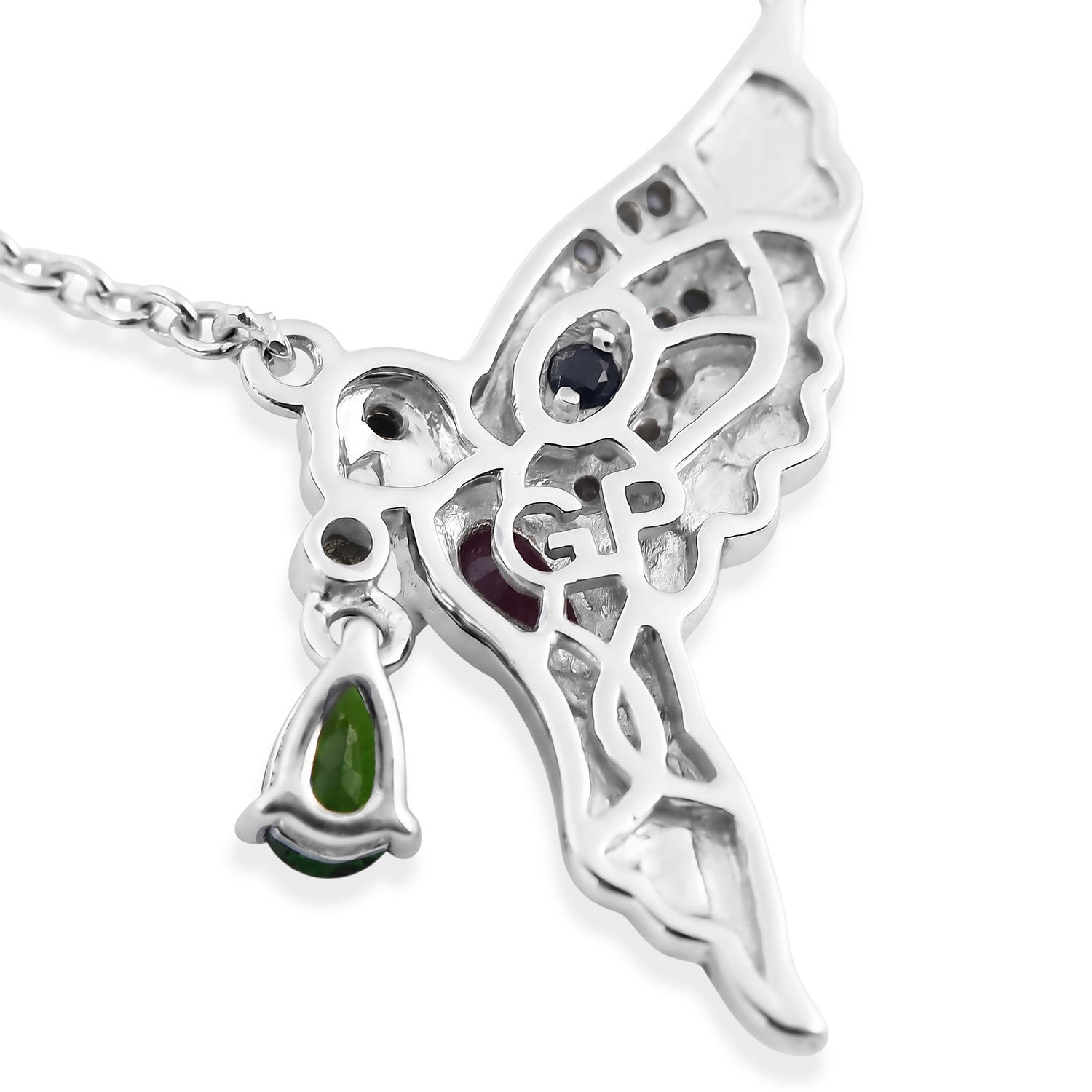 GP - AAA African Ruby &amp; Multi Gemstones Necklace (Size - 20) in Rhodium Overlay Sterling Silver 8745910 4