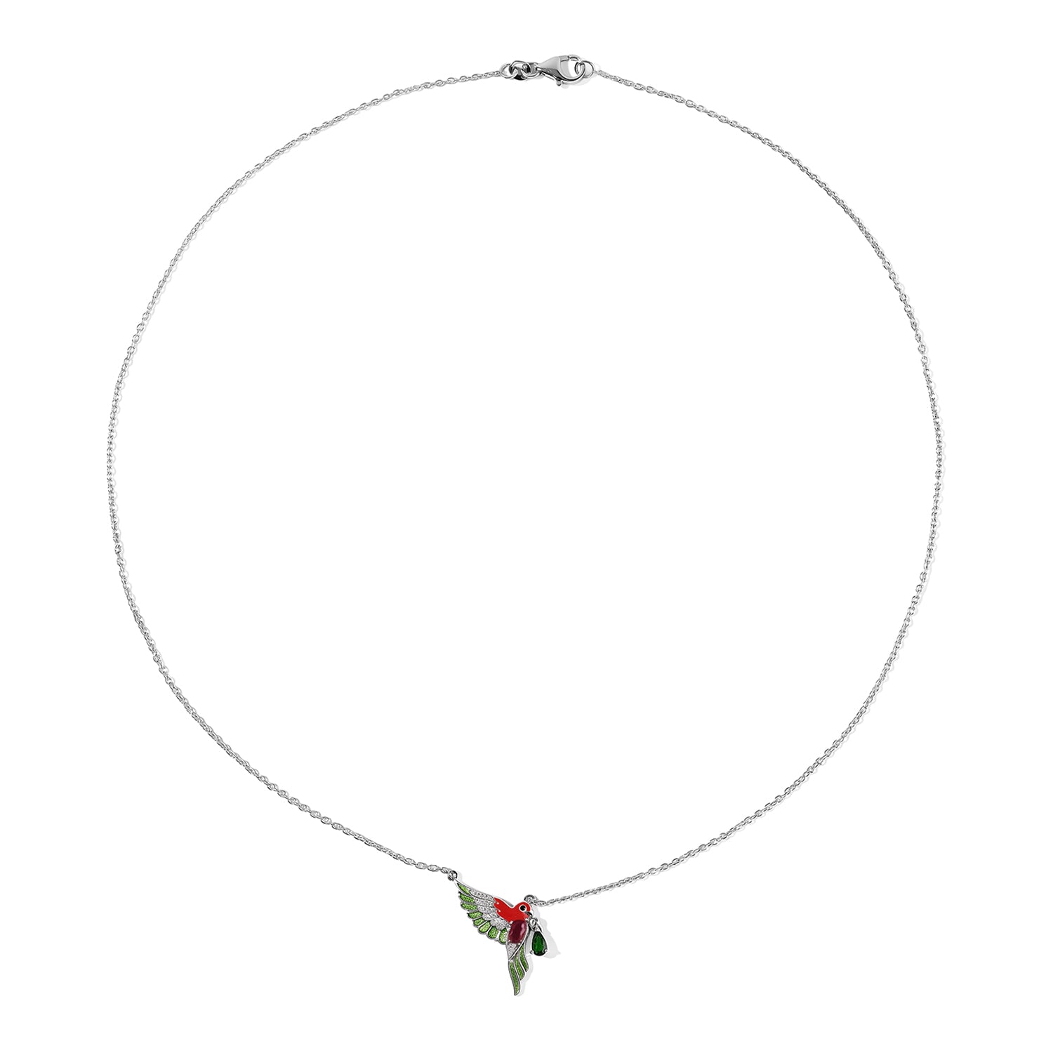 GP - AAA African Ruby &amp; Multi Gemstones Necklace (Size - 20) in Rhodium Overlay Sterling Silver 8745910 5