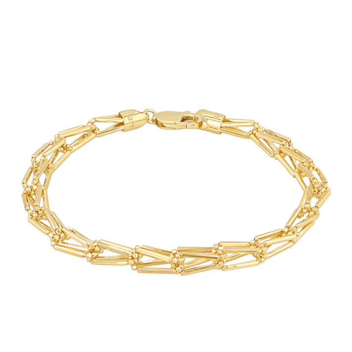 9K Yellow Gold Diamond Cut Basket Weave &amp; Ball Bracelet (Size - 7.5) with Lobster Clasp 8746487 1