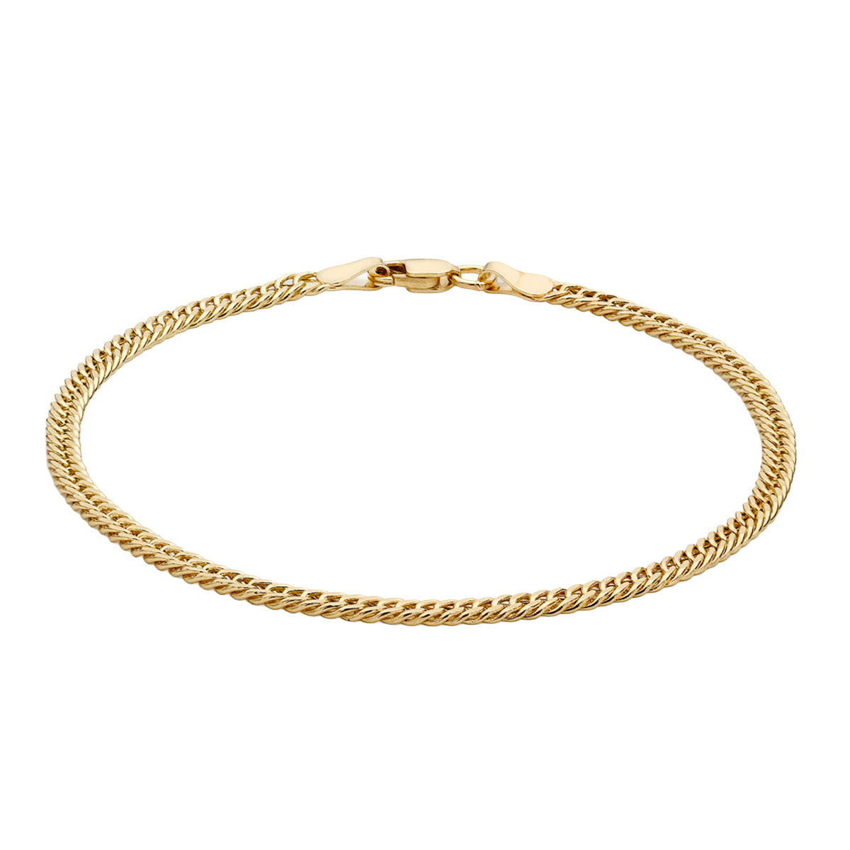 9K Yellow Gold Hollow Double Flat Curb Bracelet (Size - 7.5) With Lobster Clasp 8746489 0