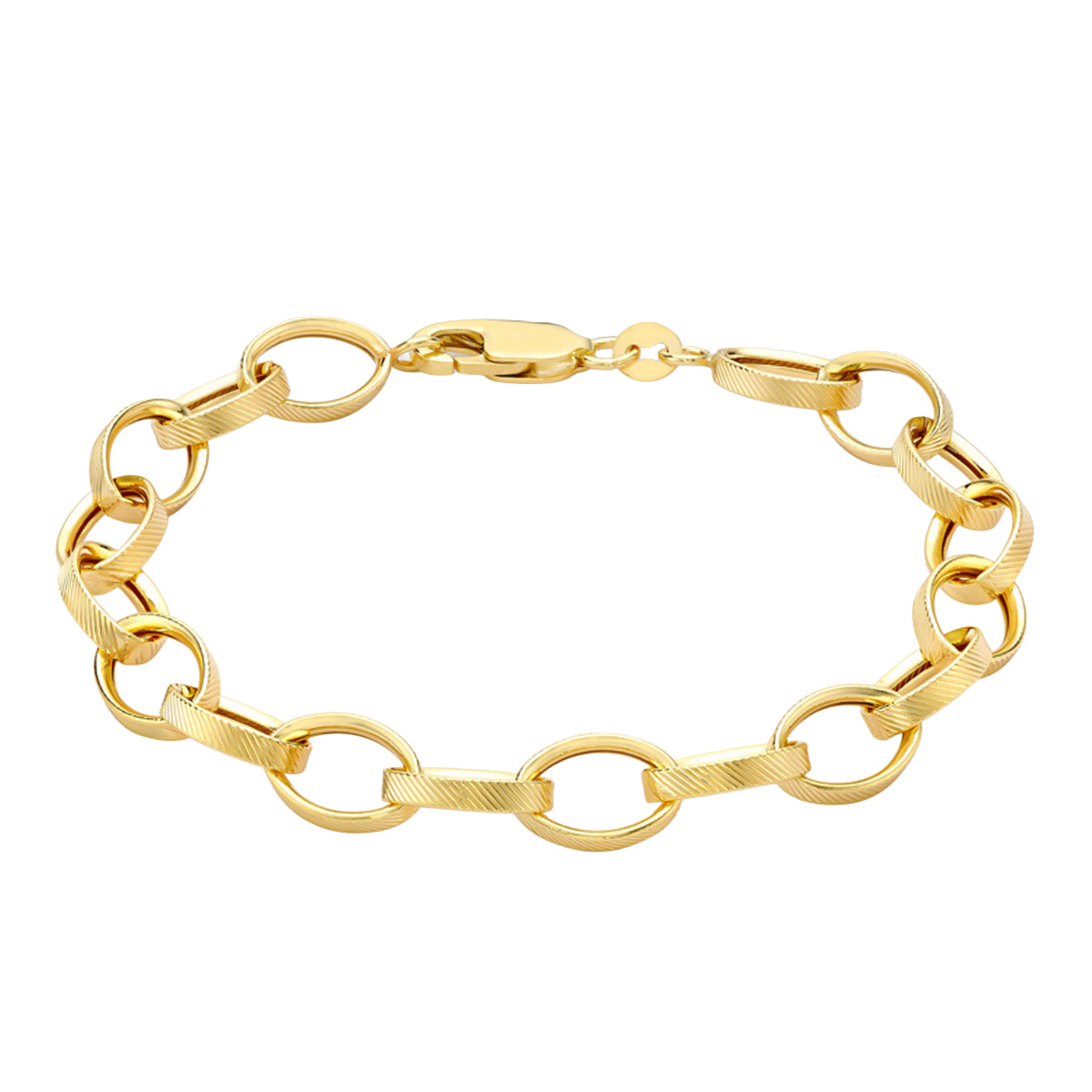 9K Yellow Gold Textured Oval Belcher Bracelet (Size - 7.5) With Lobster Clasp 8746490 0