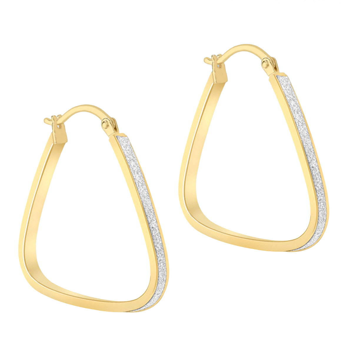 9K Yellow Gold Stardust Medium Triangle Earrings With Clasp 8746574 0