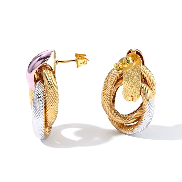 Close Out Deal- Designer Inspired Interlocking Link Hoop Earring with Push Back 8746942 2