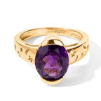 GP African Amethyst, Kanchanaburi Blue Sapphire Fancy Ring in 18K YG VermeilSterling Silver, Silver Wt.5 Gms  3.280  Ct._8747308