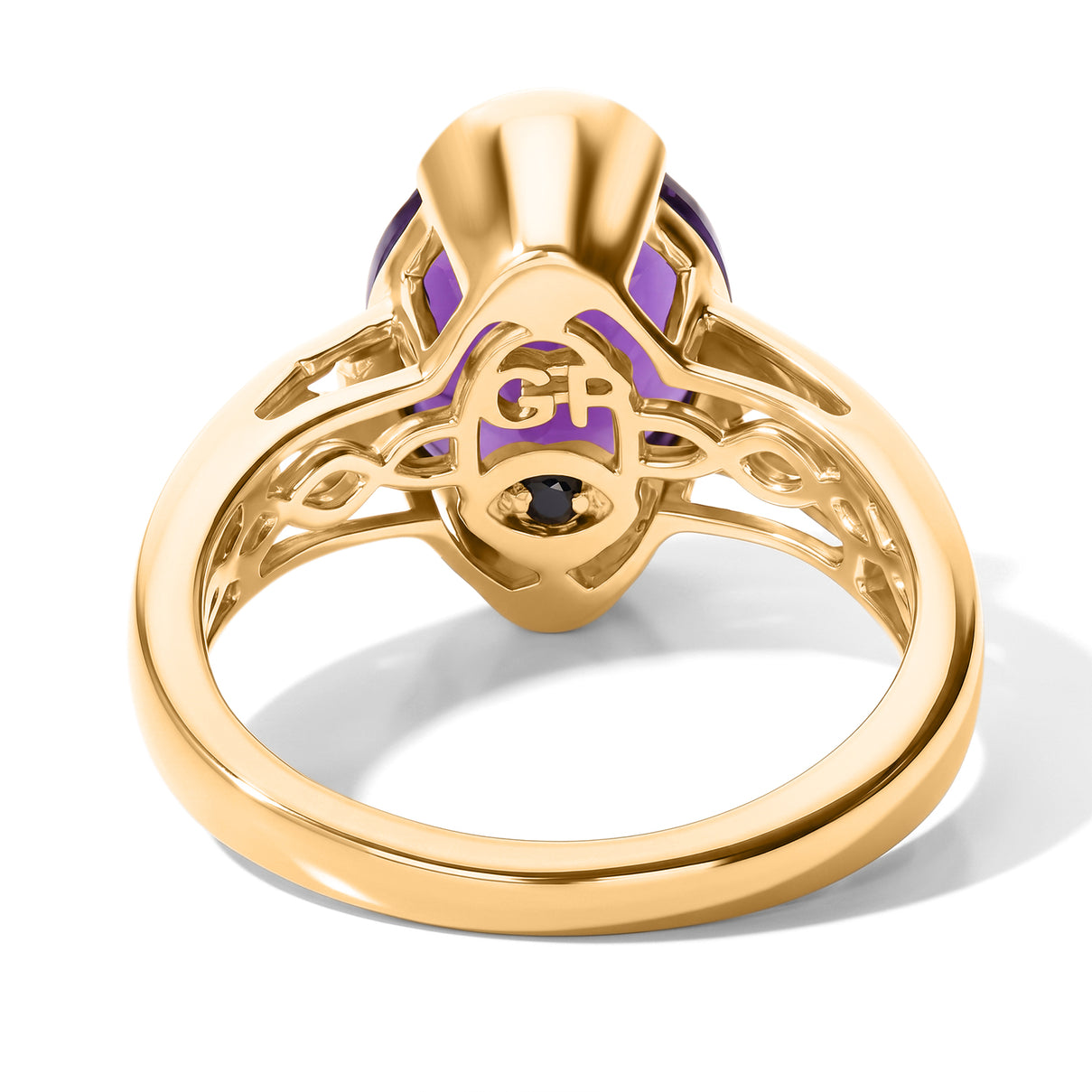 GP African Amethyst, Kanchanaburi Blue Sapphire Fancy Ring in 18K YG VermeilSterling Silver, Silver Wt.5 Gms  3.280  Ct. 8747308 3