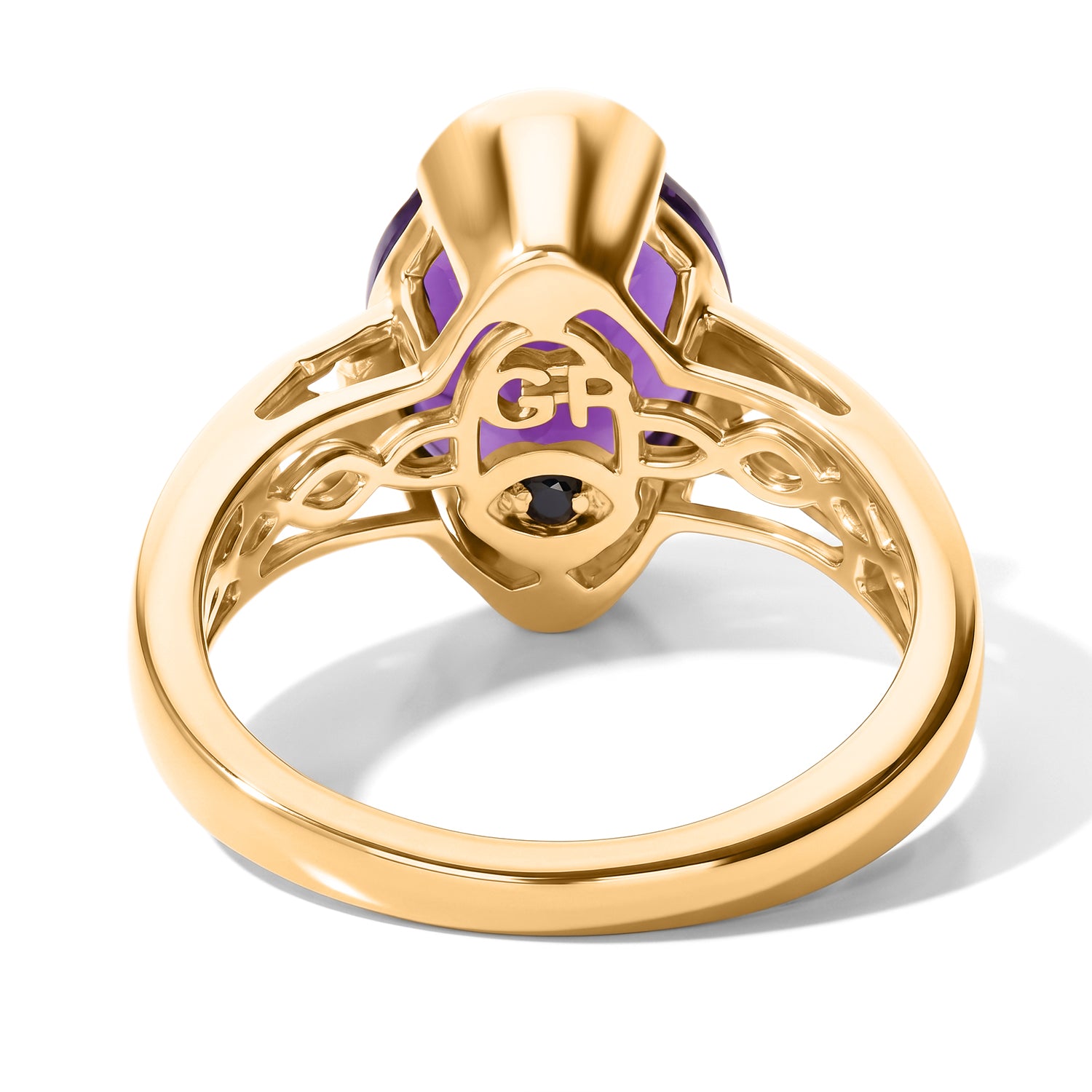 GP African Amethyst, Kanchanaburi Blue Sapphire Fancy Ring in 18K YG VermeilSterling Silver, Silver Wt.5 Gms  3.280  Ct. 8747308 3