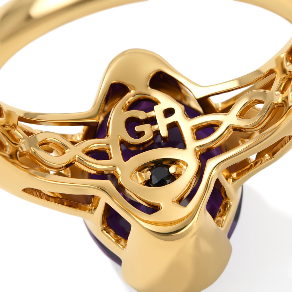 GP African Amethyst, Kanchanaburi Blue Sapphire Fancy Ring in 18K YG VermeilSterling Silver, Silver Wt.5 Gms  3.280  Ct._8747308_4