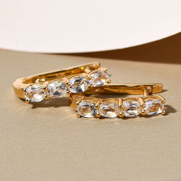 White Topaz Hoop Earrings in Sterling Silver with 18K Vermeil Yellow Gold 8748035 2
