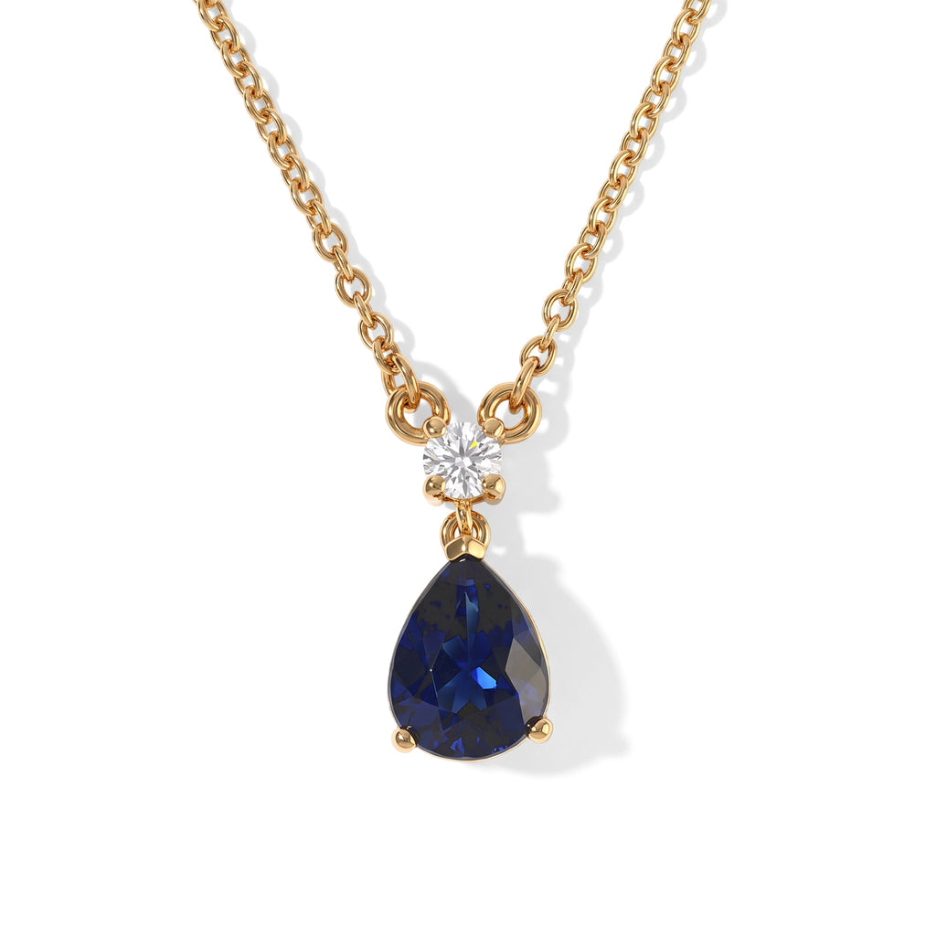 D'Joy - AAA Diffused Blue Sapphire & Moissanite Necklace (Size - 20) in Yellow Gold Plated Sterling Silver 2.07 Ct._8748210