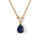 D'Joy - AAA Diffused Blue Sapphire & Moissanite Necklace (Size - 20) in Yellow Gold Plated Sterling Silver 2.07 Ct._8748210
