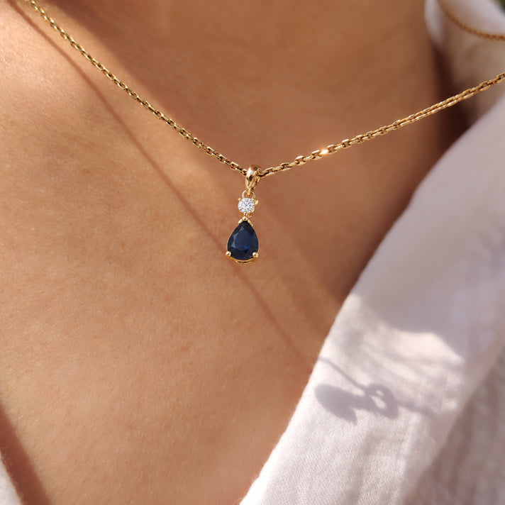 D'Joy - AAA Kwai Blue Sapphire &amp; Moissanite Necklace (Size - 20) in Yellow Gold Plated Sterling Silver 2.07 Ct. 8748210 2